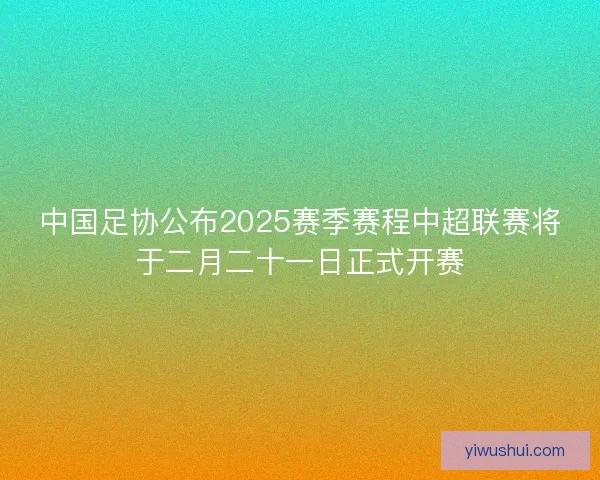 中国足协公布2025赛季赛程中超联赛将于二月二十一日正式开赛